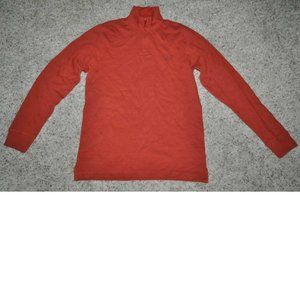 Mens Zip Neck Sweater Chaps Orange Medium Lightweight 1/4 Ribbed Cotton